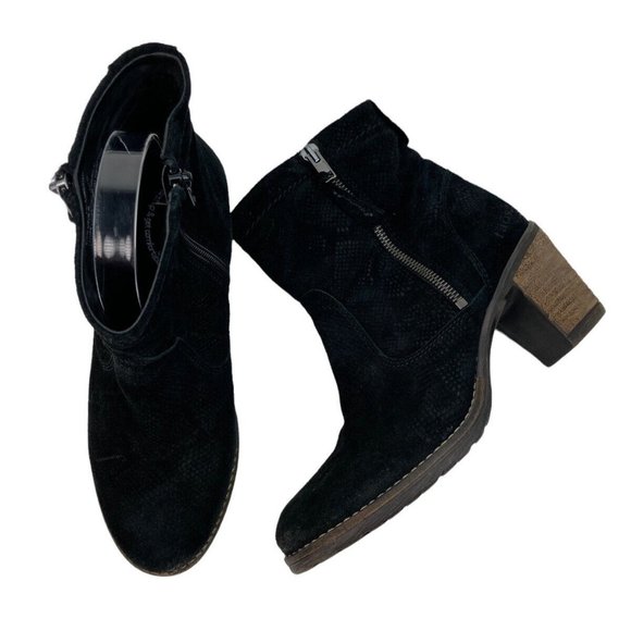 *Taos Standout Black Suede Leather Boots Womens US 5.5 Reptile Embossed - Picture 8 of 12